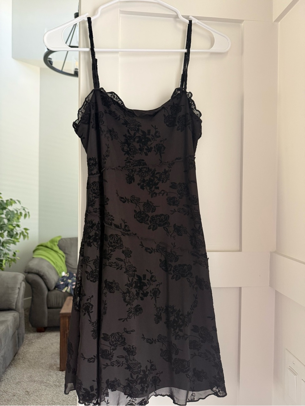 Black Floral Lace Slip Dress